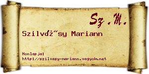 Szilvásy Mariann névjegykártya