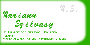 mariann szilvasy business card