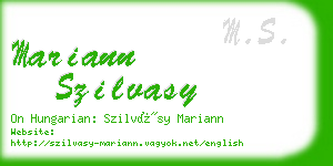 mariann szilvasy business card